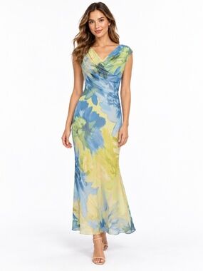 Betsy & Adam - Petite Floral Chiffon Maxi Dress